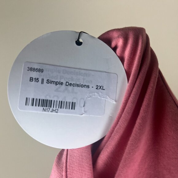 Elizabeth Kelly NWT Crew Neck Tee Top Plus Size 2XL Salmon Pink, Ruffled Pocket - Picture 8 of 10